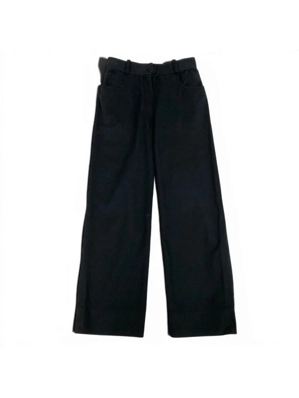 Chanel CC Logo Embroidery Black Denim Pants 36